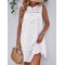 Hollow Lace-Up Solid Color Split-Joint Loose Sleeveless Round-Neck Mini Dresses