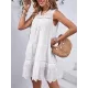 Hollow Lace-Up Solid Color Split-Joint Loose Sleeveless Round-Neck Mini Dresses Hollow Lace-Up Solid Color Split-Joint Loose Sleeveless Round-Neck Mini Dresses