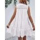 Hollow Lace-Up Solid Color Split-Joint Loose Sleeveless Round-Neck Mini Dresses Hollow Lace-Up Solid Color Split-Joint Loose Sleeveless Round-Neck Mini Dresses