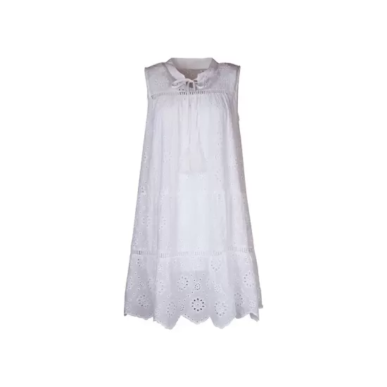 Hollow Lace-Up Solid Color Split-Joint Loose Sleeveless Round-Neck Mini Dresses Hollow Lace-Up Solid Color Split-Joint Loose Sleeveless Round-Neck Mini Dresses