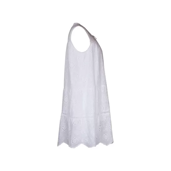 Hollow Lace-Up Solid Color Split-Joint Loose Sleeveless Round-Neck Mini Dresses Hollow Lace-Up Solid Color Split-Joint Loose Sleeveless Round-Neck Mini Dresses