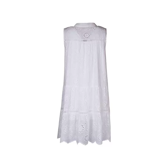 Hollow Lace-Up Solid Color Split-Joint Loose Sleeveless Round-Neck Mini Dresses Hollow Lace-Up Solid Color Split-Joint Loose Sleeveless Round-Neck Mini Dresses