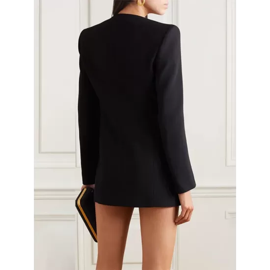 Buttoned Pockets Shoulder Pad A-Line High Waisted Square-Neck Mini Dresses Blazer Buttoned Pockets Shoulder Pad A-Line High Waisted Square-Neck Mini Dresses Blazer