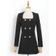 Buttoned Pockets Shoulder Pad A-Line High Waisted Square-Neck Mini Dresses Blazer Buttoned Pockets Shoulder Pad A-Line High Waisted Square-Neck Mini Dresses Blazer