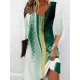 Printed A-line Loose V-neck Mini Dresses Printed A-line Loose V-neck Mini Dresses