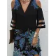 Flower Print Hollow Mesh Split-Joint Half Sleeves Loose Cold Shoulder Mini Dresses Flower Print Hollow Mesh Split-Joint Half Sleeves Loose Cold Shoulder Mini Dresses