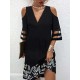 Hollow Leaves Print Mesh Split-Joint Half Sleeves Loose Cold Shoulder Mini Dresses Hollow Leaves Print Mesh Split-Joint Half Sleeves Loose Cold Shoulder Mini Dresses