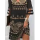 Hollow Mesh Printed Split-Joint Half Sleeves Loose Cold Shoulder Mini Dresses Hollow Mesh Printed Split-Joint Half Sleeves Loose Cold Shoulder Mini Dresses