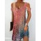 Hollow Printed A-Line High Waisted Cold Shoulder Mini Dresses