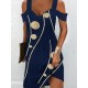 Hollow Polka-Dot A-Line High Waisted Cold Shoulder Mini Dresses Hollow Polka-Dot A-Line High Waisted Cold Shoulder Mini Dresses