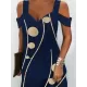 Hollow Polka-Dot A-Line High Waisted Cold Shoulder Mini Dresses Hollow Polka-Dot A-Line High Waisted Cold Shoulder Mini Dresses