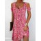 Flower Print Hollow A-Line High Waisted Cold Shoulder Mini Dresses