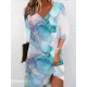 Printed A-line Loose V-neck Mini Dresses Printed A-line Loose V-neck Mini Dresses