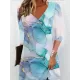 Printed A-line Loose V-neck Mini Dresses Printed A-line Loose V-neck Mini Dresses
