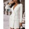 Split-Joint Long Sleeves Lapel Mini Dresses