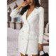 Split-Joint Long Sleeves Lapel Mini Dresses Split-Joint Long Sleeves Lapel Mini Dresses