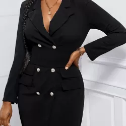 Split-Joint Long Sleeves Lapel Mini Dresses