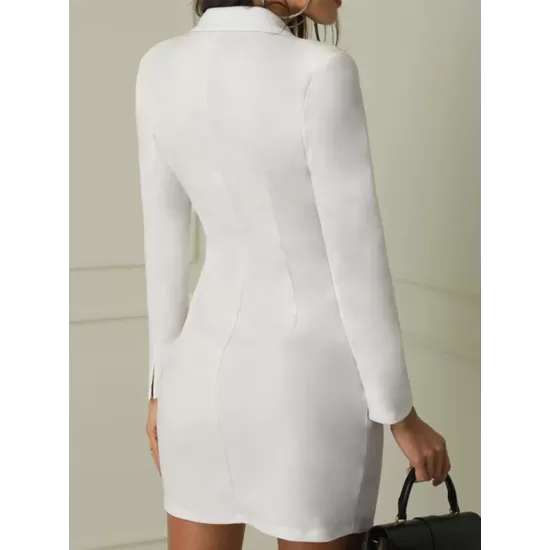Split-Joint Long Sleeves Lapel Mini Dresses Split-Joint Long Sleeves Lapel Mini Dresses