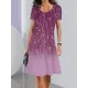 Flower Print A-Line Loose Round-Neck Mini Dresses Flower Print A-Line Loose Round-Neck Mini Dresses