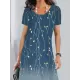 Flower Print A-Line Loose Round-Neck Mini Dresses Flower Print A-Line Loose Round-Neck Mini Dresses