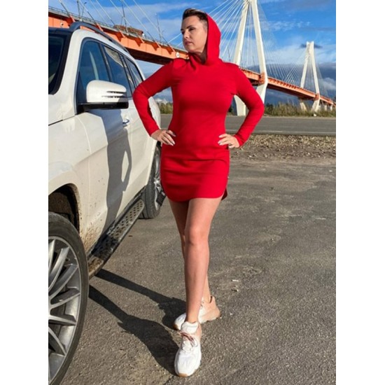 Long Sleeves Hooded Wrap Mini Dresses Long Sleeves Hooded Wrap Mini Dresses
