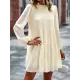 Elasticity Pleated Solid Color Split-Joint Tied A-Line Bishop Sleeve Mock Neck Mini Dresses Elasticity Pleated Solid Color Split-Joint Tied A-Line Bishop Sleeve Mock Neck Mini Dresses