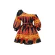 Elasticity Printed Tied Waist High Waisted Loose One-Shoulder Mini Dresses Elasticity Printed Tied Waist High Waisted Loose One-Shoulder Mini Dresses