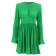 High-Waisted Pleated Solid Color Zipper A-line Flared Sleeves Round-neck Mini Dresses High-Waisted Pleated Solid Color Zipper A-line Flared Sleeves Round-neck Mini Dresses