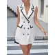 Buttoned Contrast Color Pockets Split-Joint Sleeveless Notched Collar Mini Dress Blazer Buttoned Contrast Color Pockets Split-Joint Sleeveless Notched Collar Mini Dress Blazer