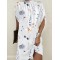 Flower Print Batwing Sleeves Loose Round-Neck Mini Dresses