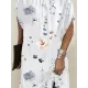 Flower Print Batwing Sleeves Loose Round-Neck Mini Dresses Flower Print Batwing Sleeves Loose Round-Neck Mini Dresses