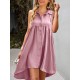 Buttoned Pleated Pockets Solid Color A-Line High Waisted Lapel Mini Dresses Buttoned Pleated Pockets Solid Color A-Line High Waisted Lapel Mini Dresses