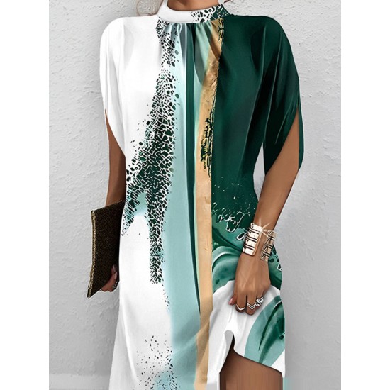 Loose Short Sleeves Printed Mock Neck Mini Dresses Short Dresses Loose Short Sleeves Printed Mock Neck Mini Dresses Short Dresses