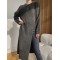 Loose Split-Side Solid Color Round-Neck Knitting Sweater Dresses