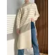 Loose Split-Side Solid Color Round-Neck Knitting Sweater Dresses Loose Split-Side Solid Color Round-Neck Knitting Sweater Dresses