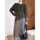 Loose Split-Side Solid Color Round-Neck Knitting Sweater Dresses Loose Split-Side Solid Color Round-Neck Knitting Sweater Dresses