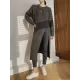 Loose Split-Side Solid Color Round-Neck Knitting Sweater Dresses Loose Split-Side Solid Color Round-Neck Knitting Sweater Dresses
