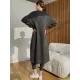 Loose Split-Side Solid Color Round-Neck Knitting Sweater Dresses Loose Split-Side Solid Color Round-Neck Knitting Sweater Dresses