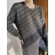 Loose Split-Side Solid Color Round-Neck Knitting Sweater Dresses Loose Split-Side Solid Color Round-Neck Knitting Sweater Dresses