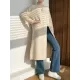 Loose Split-Side Solid Color Round-Neck Knitting Sweater Dresses Loose Split-Side Solid Color Round-Neck Knitting Sweater Dresses