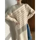 Loose Split-Side Solid Color Round-Neck Knitting Sweater Dresses Loose Split-Side Solid Color Round-Neck Knitting Sweater Dresses