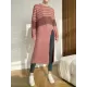 Loose Split-Side Solid Color Round-Neck Knitting Sweater Dresses Loose Split-Side Solid Color Round-Neck Knitting Sweater Dresses