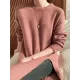 Loose Split-Side Solid Color Round-Neck Knitting Sweater Dresses Loose Split-Side Solid Color Round-Neck Knitting Sweater Dresses