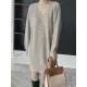 Simple Loose Long Sleeves Solid Color V-Neck Sweater Dresses Simple Loose Long Sleeves Solid Color V-Neck Sweater Dresses
