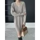 Simple Loose Long Sleeves Solid Color V-Neck Sweater Dresses Simple Loose Long Sleeves Solid Color V-Neck Sweater Dresses