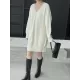 Simple Loose Long Sleeves Solid Color V-Neck Sweater Dresses Simple Loose Long Sleeves Solid Color V-Neck Sweater Dresses