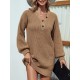 Casual Puff Sleeves Solid Color V-Neck Sweater Dresses Casual Puff Sleeves Solid Color V-Neck Sweater Dresses