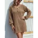 Casual Puff Sleeves Solid Color V-Neck Sweater Dresses Casual Puff Sleeves Solid Color V-Neck Sweater Dresses