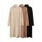 Simple Long Sleeves Loose Solid Color High-Neck Sweater Dresses