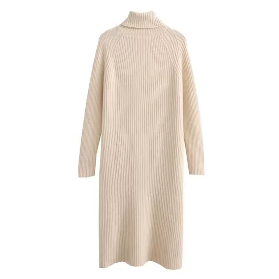 Simple Long Sleeves Loose Solid Color High-Neck Sweater Dresses Simple Long Sleeves Loose Solid Color High-Neck Sweater Dresses